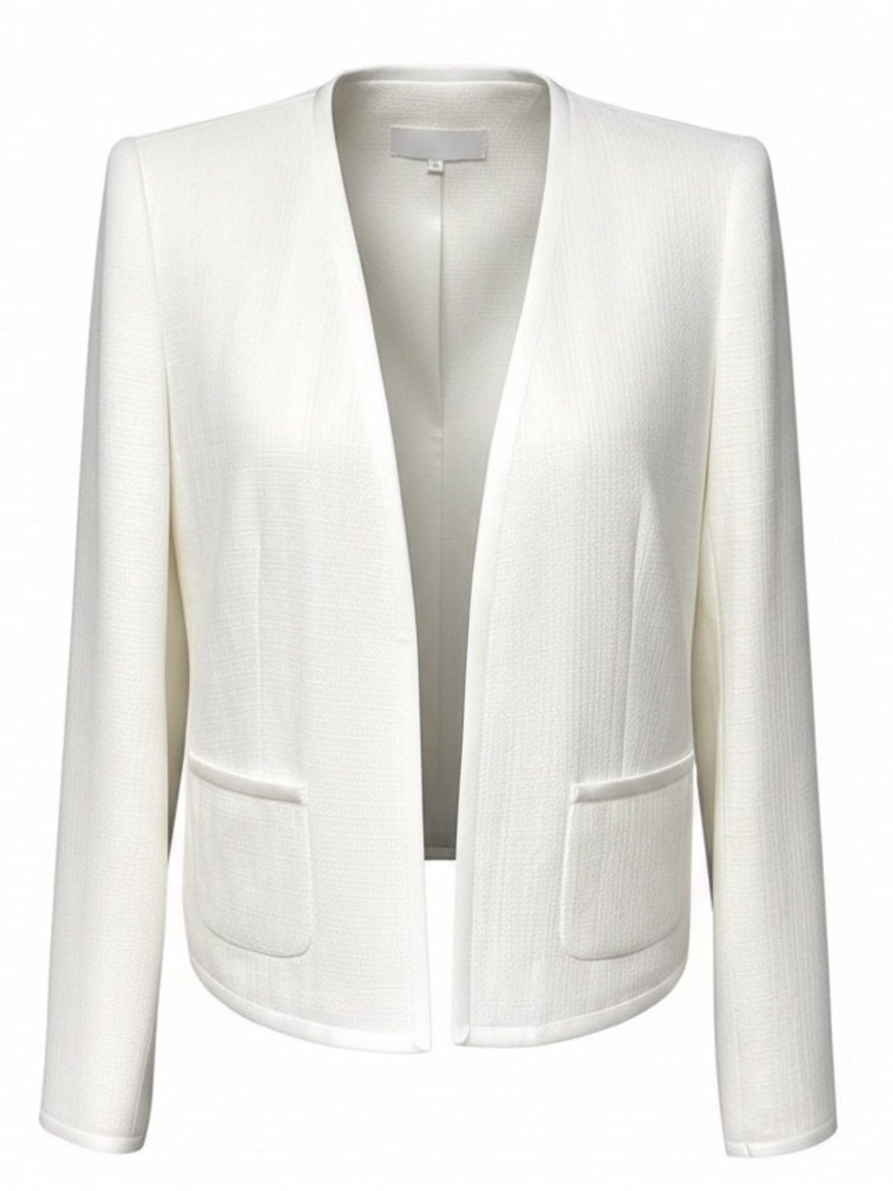 W By Worth Ivory Blazer Size 10 Womens Linen Blend Open Front Jacket Chic